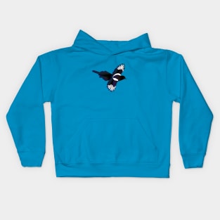 Flying magpie digital illustration Kids Hoodie